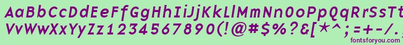 BasenineItalic-Schriftart – Violette Schriften auf grünem Hintergrund