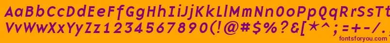 Czcionka BasenineItalic – fioletowe czcionki na pomarańczowym tle