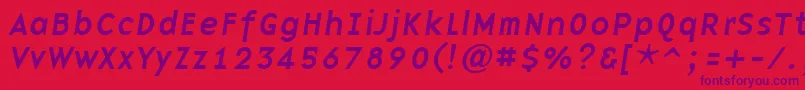 Więcej informacji o czcionce BasenineItalic Czcionka BasenineItalic – fioletowe czcionki na czerwonym tle