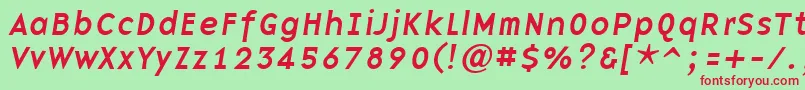 フォントBasenineItalic – 赤い文字の緑の背景