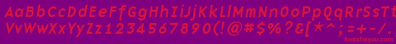 Czcionka BasenineItalic – czerwone czcionki na fioletowym tle