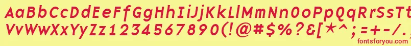 BasenineItalic Font – Red Fonts on Yellow Background
