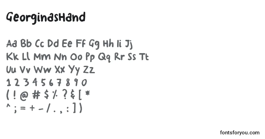 Schriftart GeorginasHand – Alphabet, Zahlen, spezielle Symbole