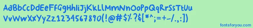 Czcionka GeorginasHand – niebieskie czcionki na zielonym tle