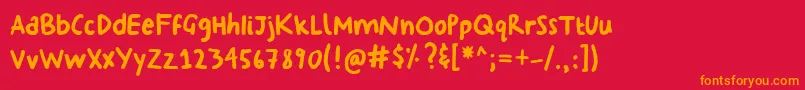GeorginasHand Font – Orange Fonts on Red Background