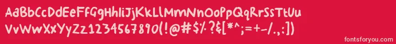 GeorginasHand Font – Pink Fonts on Red Background