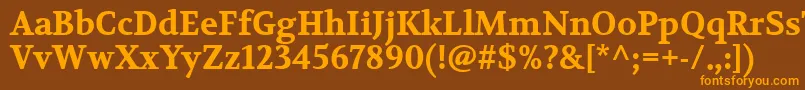 フォントVolkhovBold – オレンジ色の文字が茶色の背景にあります。