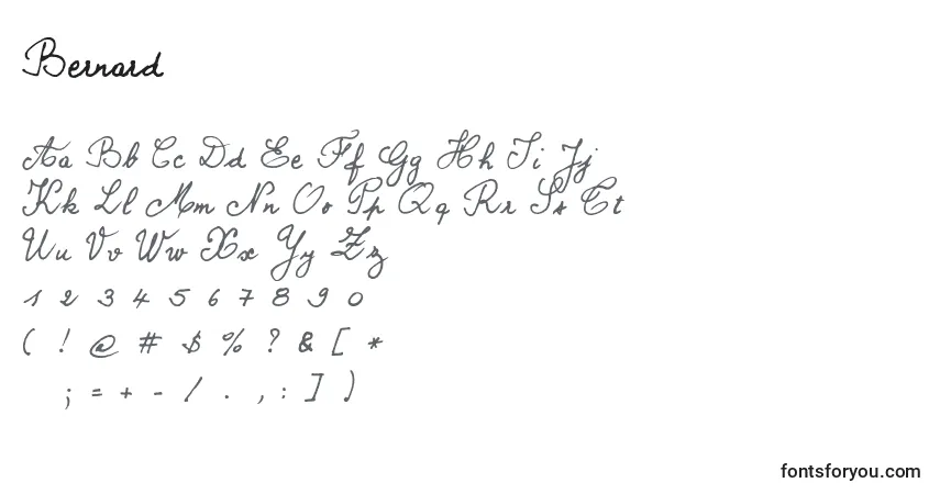 Schriftart Bernard – Alphabet, Zahlen, spezielle Symbole