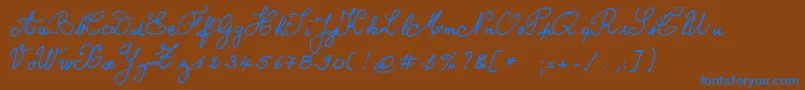 Weitere Informationen zur Bernard-Schriftart Bernard-Schriftart – Blaue Schriften auf braunem Hintergrund