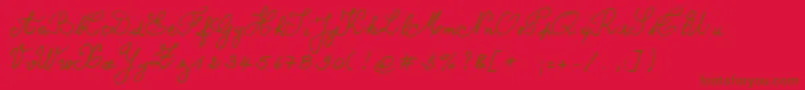 Bernard-Schriftart – Braune Schriften auf rotem Hintergrund