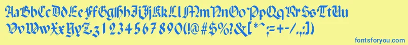 PenchantthinRegular Font – Blue Fonts on Yellow Background