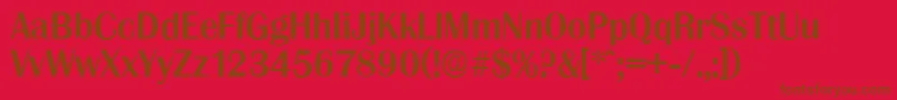 GrenobleserialMediumRegular-Schriftart – Braune Schriften auf rotem Hintergrund