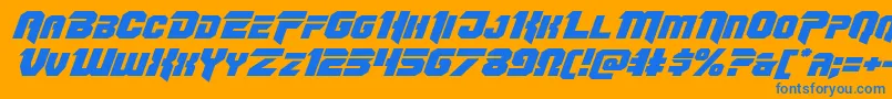 Omegaforceexpandital11 Font – Blue Fonts on Orange Background