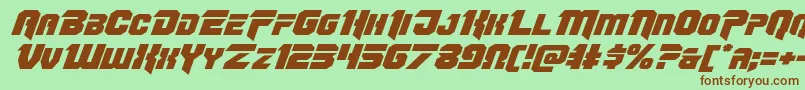 Omegaforceexpandital11 Font – Brown Fonts on Green Background