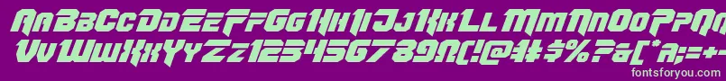 Omegaforceexpandital11 Font – Green Fonts on Purple Background