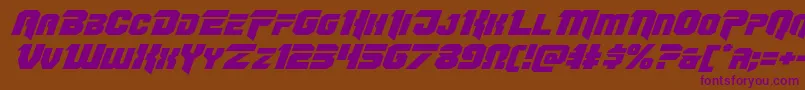 Omegaforceexpandital11 Font – Purple Fonts on Brown Background