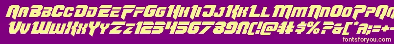 Omegaforceexpandital11 Font – Yellow Fonts on Purple Background