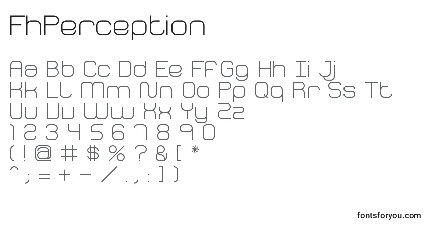 A fonte FhPerception – alfabeto, números, caracteres especiais