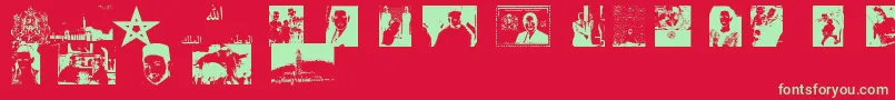 Maroc-Schriftart – Grüne Schriften auf rotem Hintergrund
