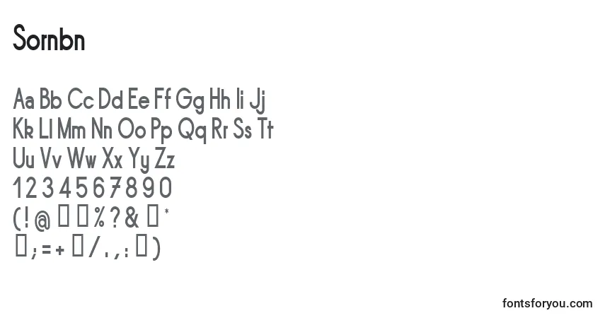 Czcionka Sornbn – alfabet, cyfry, specjalne znaki