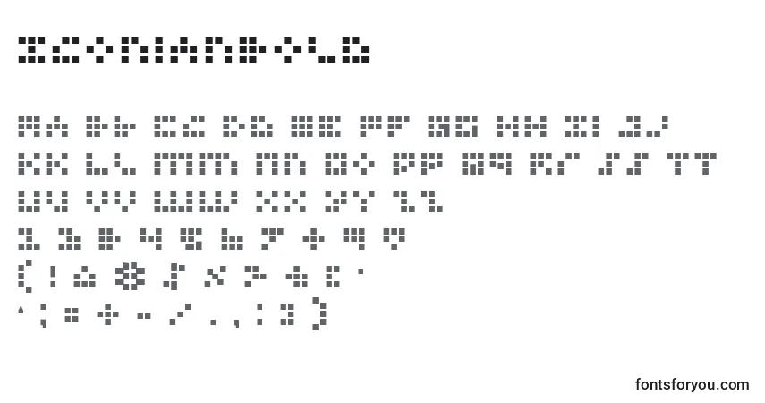 Schriftart IconianBold – Alphabet, Zahlen, spezielle Symbole