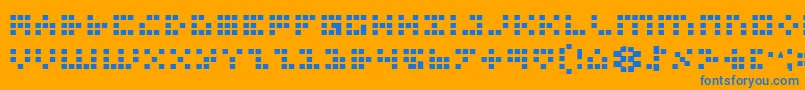 IconianBold-Schriftart – Blaue Schriften auf orangefarbenem Hintergrund