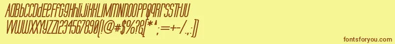 Labtubi-Schriftart – Braune Schriften auf gelbem Hintergrund