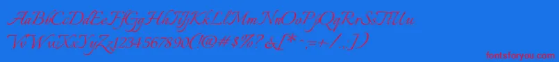 ItaliannoRegular Font – Red Fonts on Blue Background