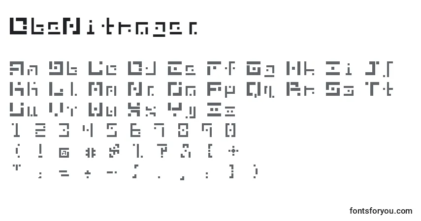 Schriftart DbeNitrogen – Alphabet, Zahlen, spezielle Symbole