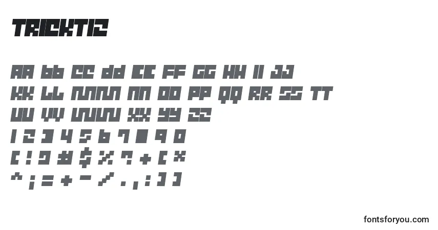 Czcionka Trickt12 – alfabet, cyfry, specjalne znaki