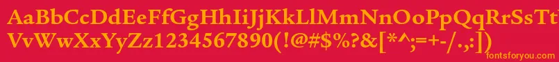 フォントLegacyserifstdBold – 赤い背景にオレンジの文字