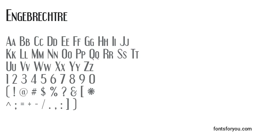 A fonte Engebrechtre – alfabeto, números, caracteres especiais