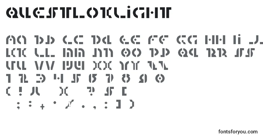 QuestlokLightフォント–アルファベット、数字、特殊文字