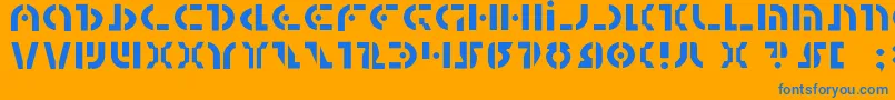 QuestlokLight-Schriftart – Blaue Schriften auf orangefarbenem Hintergrund