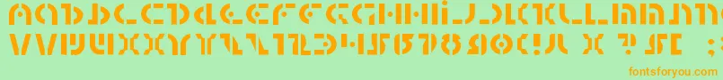 フォントQuestlokLight – オレンジの文字が緑の背景にあります。