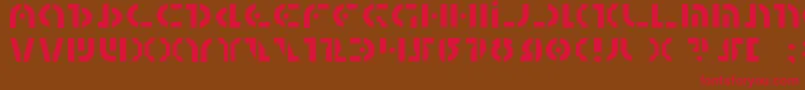 フォントQuestlokLight – 赤い文字が茶色の背景にあります。