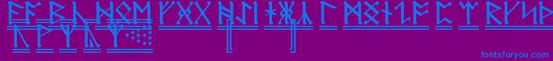 AnglosaxonRunes2-Schriftart – Blaue Schriften auf violettem Hintergrund