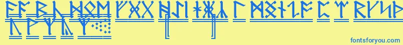 AnglosaxonRunes2 Font – Blue Fonts on Yellow Background