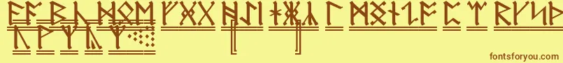 AnglosaxonRunes2-Schriftart – Braune Schriften auf gelbem Hintergrund