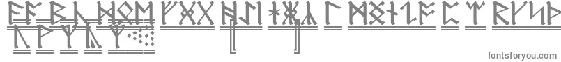 AnglosaxonRunes2-fontti – harmaat kirjasimet valkoisella taustalla