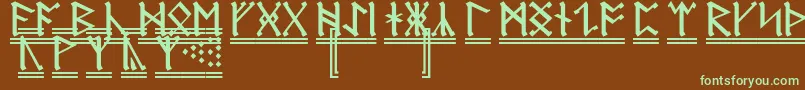 AnglosaxonRunes2-Schriftart – Grüne Schriften auf braunem Hintergrund