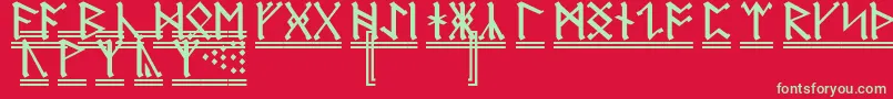 AnglosaxonRunes2 Font – Green Fonts on Red Background