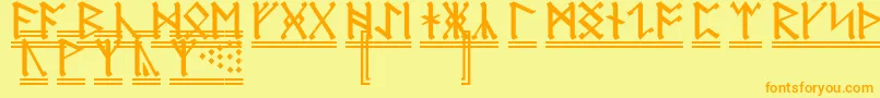 Czcionka AnglosaxonRunes2 – pomarańczowe czcionki na żółtym tle