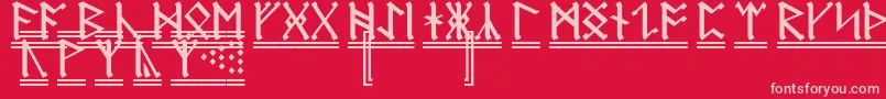フォントAnglosaxonRunes2 – 赤い背景にピンクのフォント