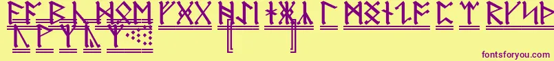 AnglosaxonRunes2-Schriftart – Violette Schriften auf gelbem Hintergrund