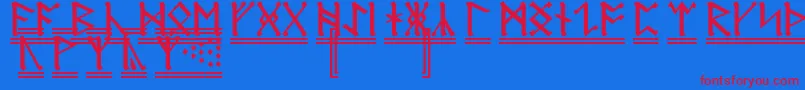 AnglosaxonRunes2 Font – Red Fonts on Blue Background