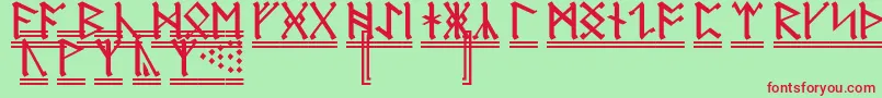AnglosaxonRunes2 Font – Red Fonts on Green Background