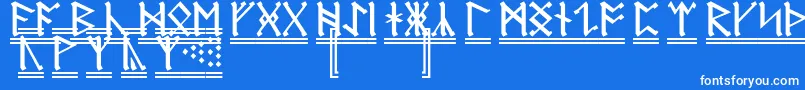 AnglosaxonRunes2-Schriftart – Weiße Schriften auf blauem Hintergrund
