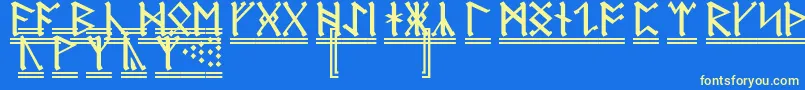 Fonte AnglosaxonRunes2 – fontes amarelas em um fundo azul