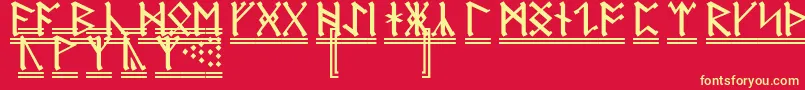 Czcionka AnglosaxonRunes2 – żółte czcionki na czerwonym tle